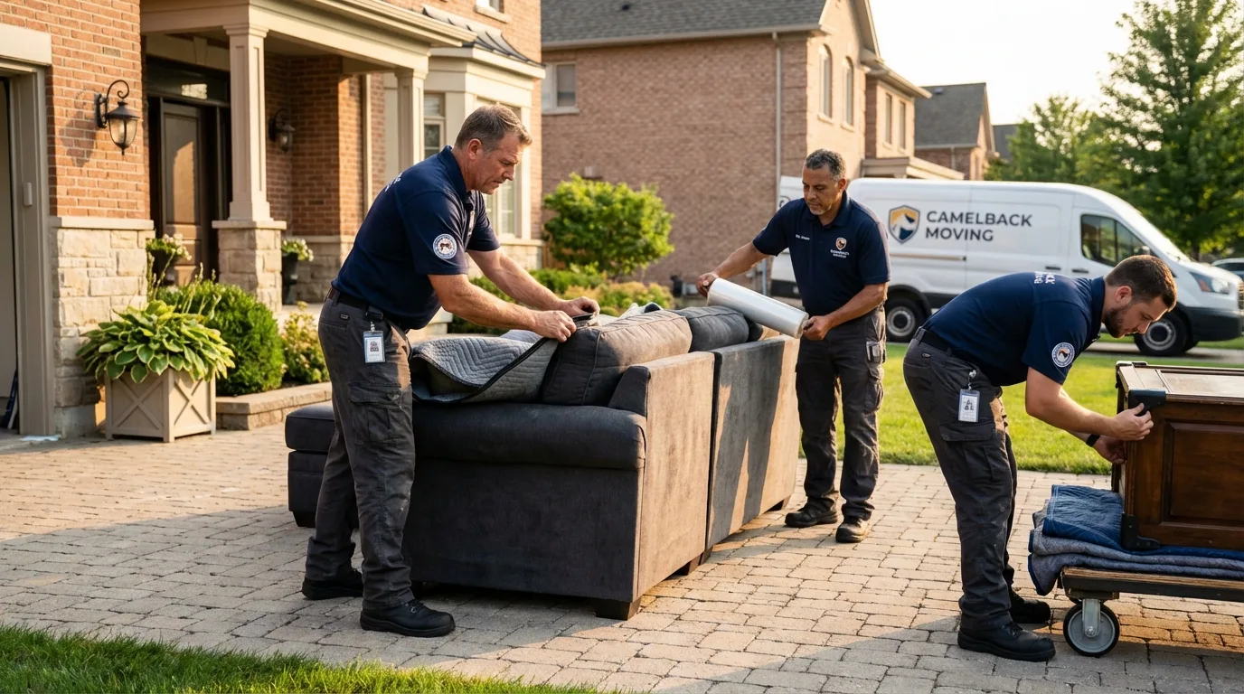 Large estate moving crew wrapping furniture in Ferriday, LA
